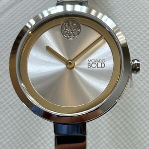 Movado Bold Trend Watch With 30mm Silver Face & Silver Bangle Bracelet